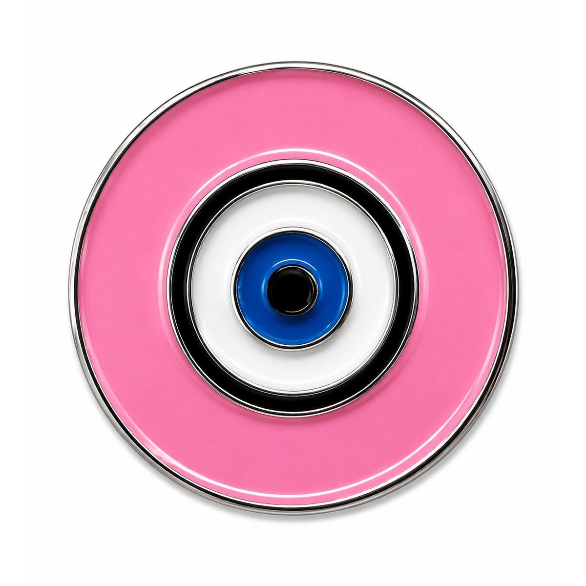 🧿💗 ستيكر معدني العين الزرقاء الوردية ستيكر معدني دائري وردي بتصميم العين الزرقاء خرزة العين لكفر الجوال