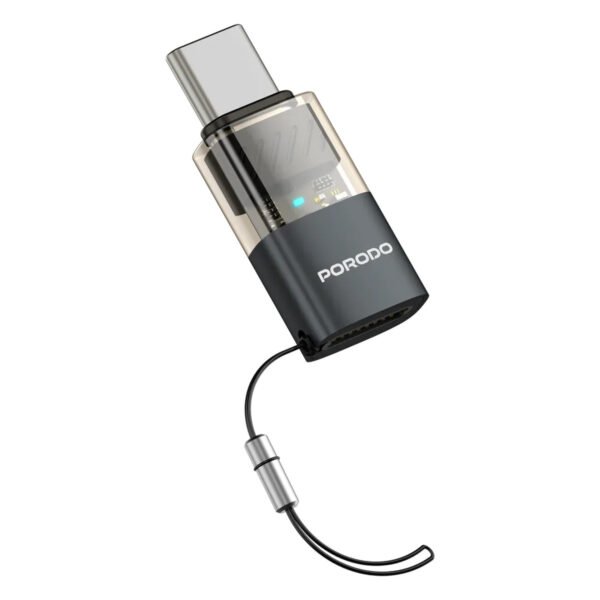 🔌 Porodo MiniLink Transparent OTG Adapter Lightning to USB-C Grey
