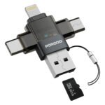🔌 Porodo MiniLink Transparent OTG Adapter USB-C / Micro USB / Lightning / Memory Card Grey