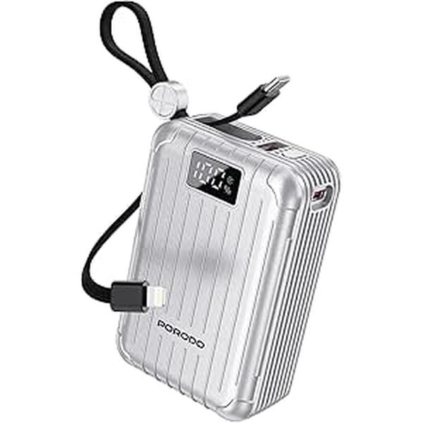 باور بنك Porodo Petite بسعة 20000mAh وشحن PD بقوة 20W باللون الفضي