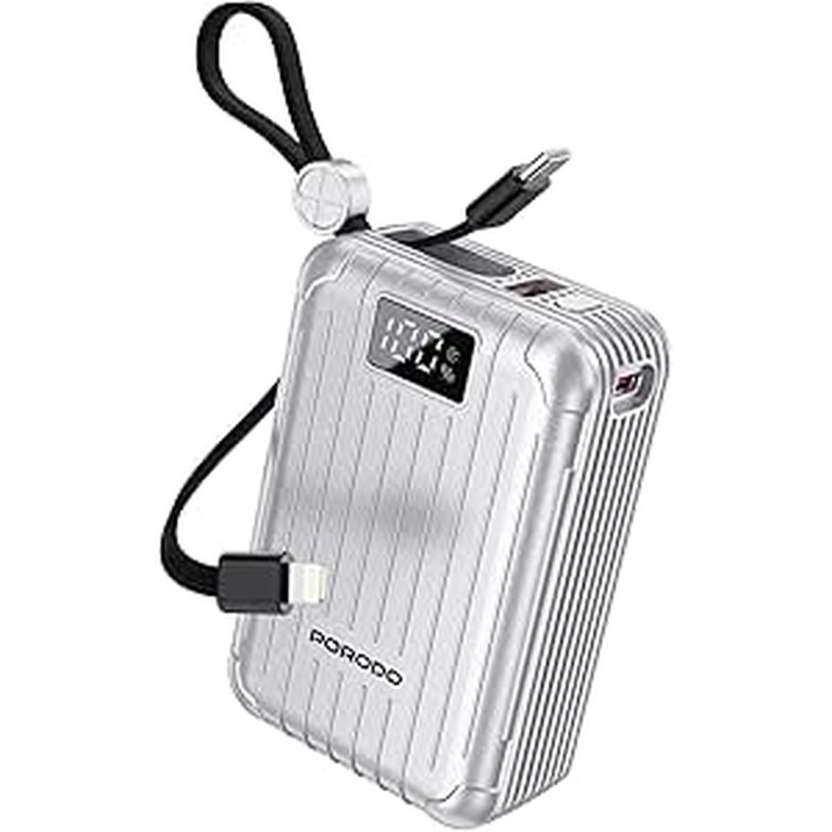 🔋 Porodo Petite Power Bank 20000mAh 20W Silver 🔋 Porodo Petite 20000mAh Power Bank PD 20W Silver