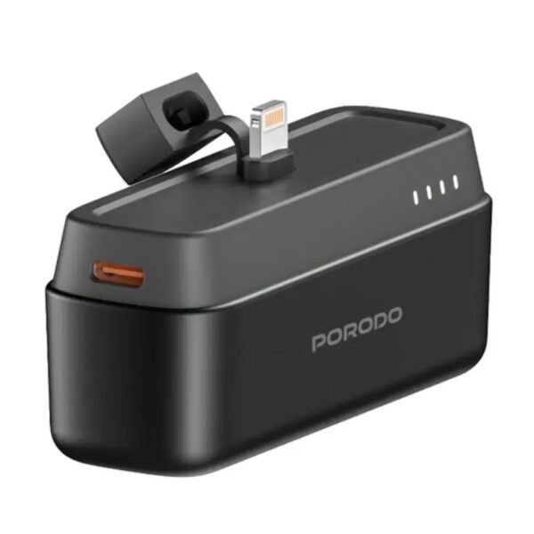 باور بنك Porodo بحجم الجيب بسعة 5000mAh مع موصل Lightning مدمج للآيفون