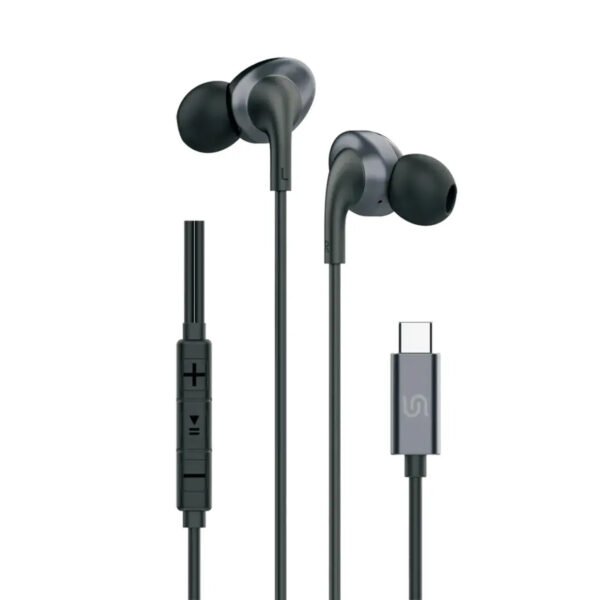 سماعة Porodo Soundtec السلكية بمنفذ Type-C باللون الأسود