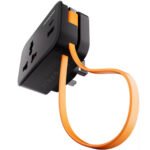 مقبس Porodo الجداري العالمي مع كيبل USB-C مدمج بطول 30 سم باللون الأسود