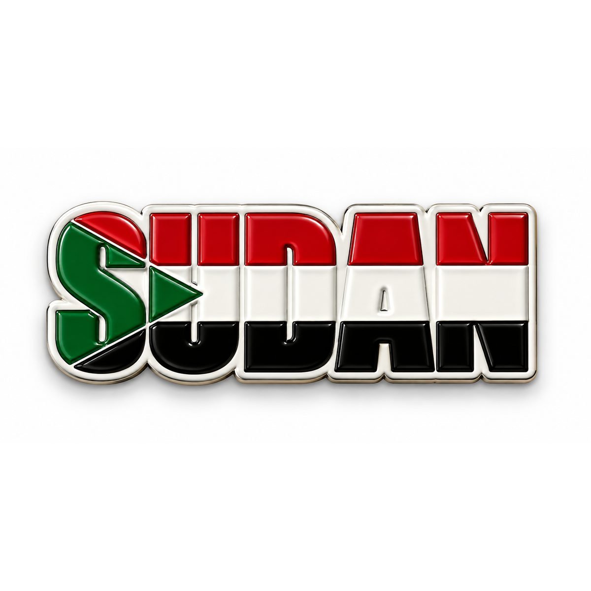 🇸🇩 SUDAN in flag colours metal sticker 🇸🇩 Sudan Flag Word Metal Sticker