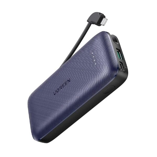 باور بنك UGREEN بسعة 10000mAh مع كيبل Lightning مدمج معتمد MFi