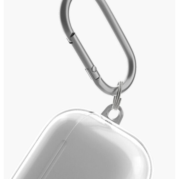 كفر UNIQ Glase الشفاف اللامع لعلبة AirPods الجيل الثالث مع حلقة تعليق من الألمنيوم