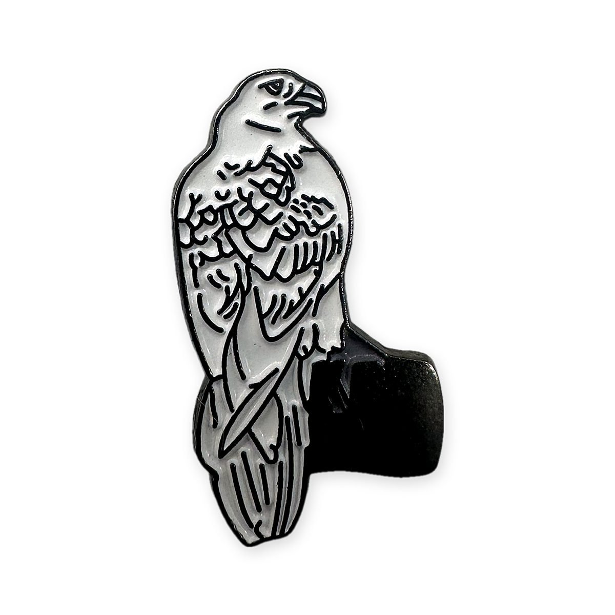 🦅 White falcon on black perch metal sticker 🦅 White Falcon Metal Sticker
