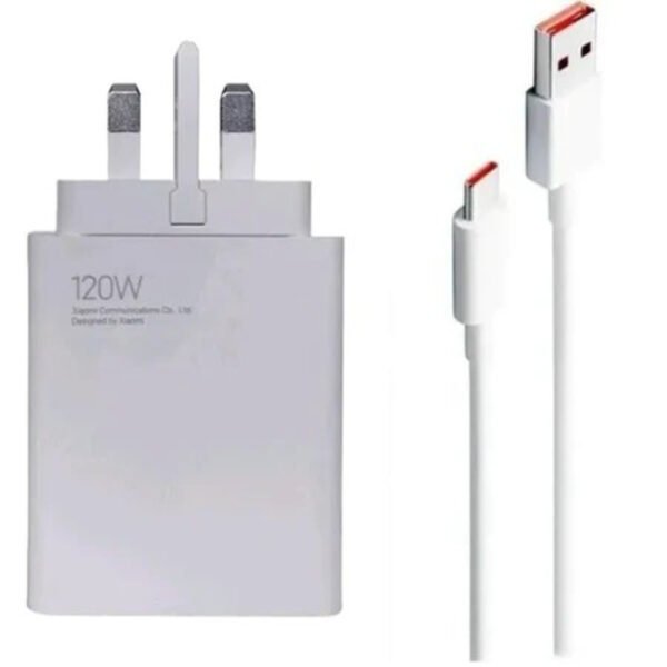 شاحن Xiaomi بقوة 120W مع كيبل Type-C باللون الأبيض